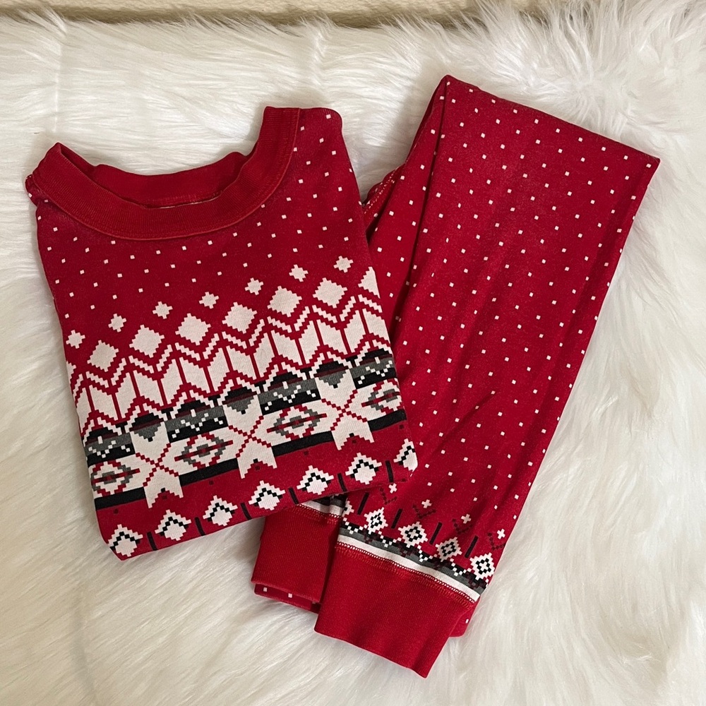 Hanna Andersson Organic Cotton Red Snowflake Kids 2 Piece Pajamas